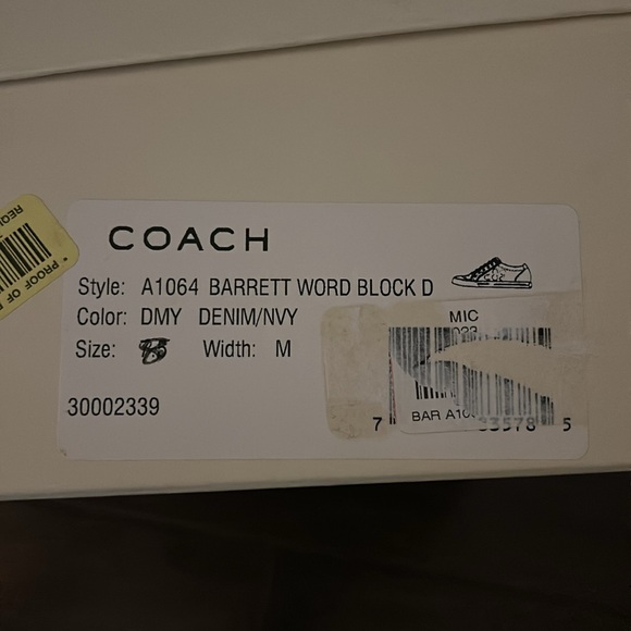 🆕 Coach Barrett Leather Canvas Fashion Sneakers Blue Women's US 8B - Picture 9 of 9